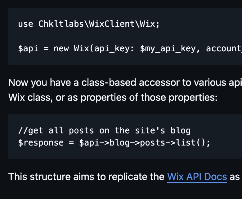 Wix API PHP Client